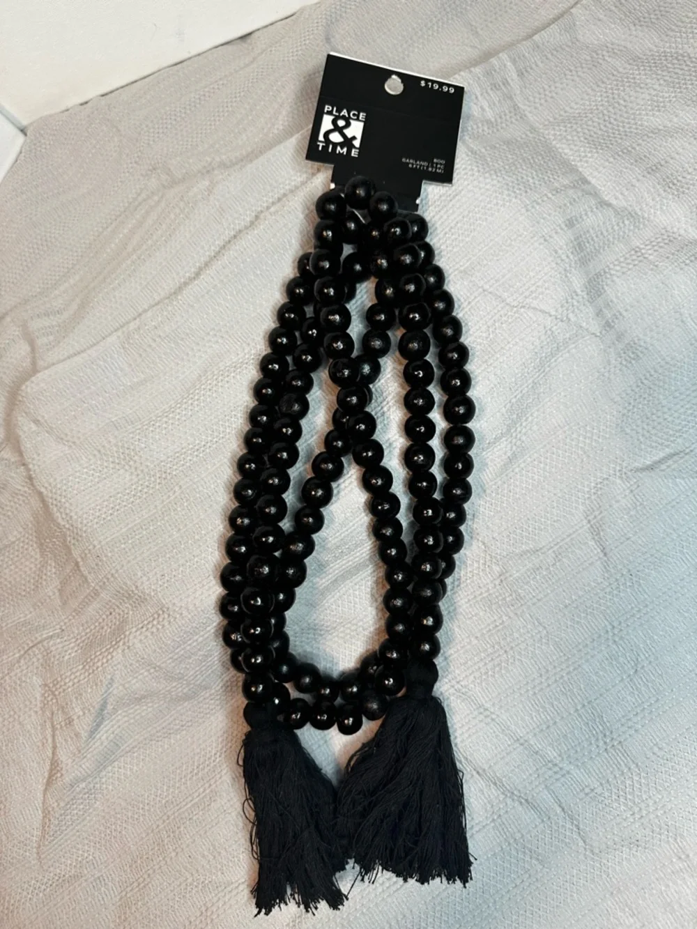 Place and Time Halloween Black Wooden Bead Garland